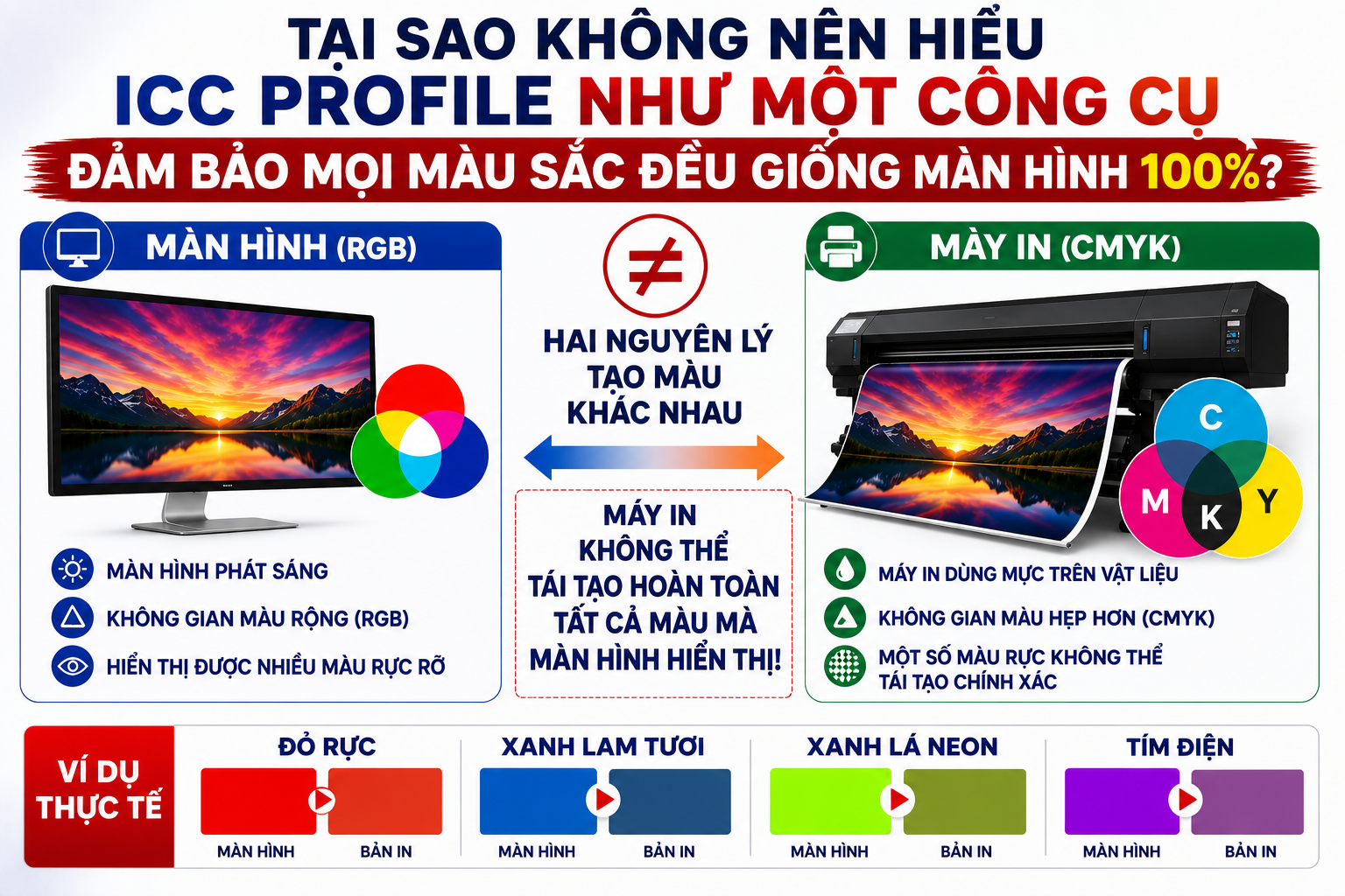 tại sao màu in ra không thể giống màu màn hình 100% được